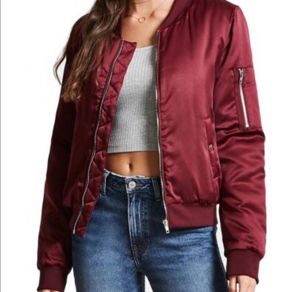Red Satin Bomber Jacket